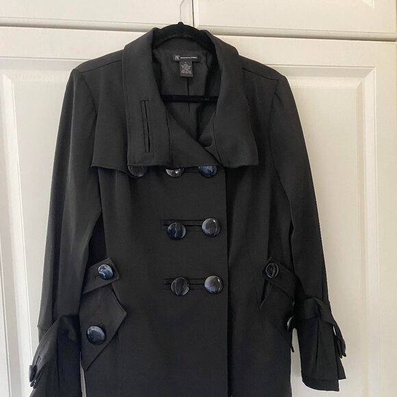 INC International Concepts Black mid-weight pea coat style - Picture 1 of 5